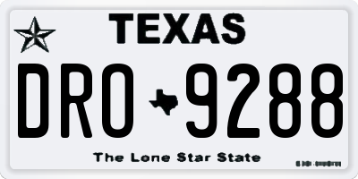 TX license plate DRO9288