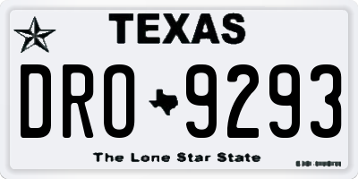 TX license plate DRO9293