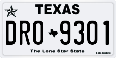 TX license plate DRO9301
