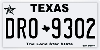 TX license plate DRO9302