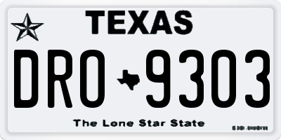 TX license plate DRO9303