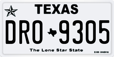TX license plate DRO9305