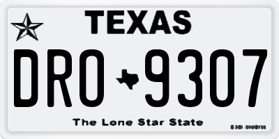 TX license plate DRO9307