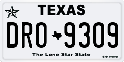 TX license plate DRO9309