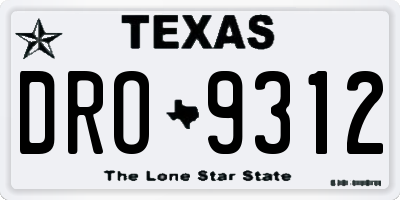 TX license plate DRO9312