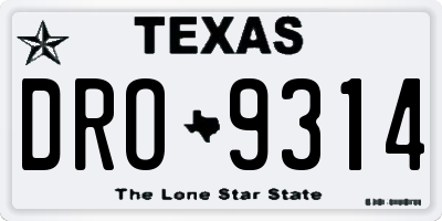 TX license plate DRO9314