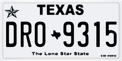 TX license plate DRO9315