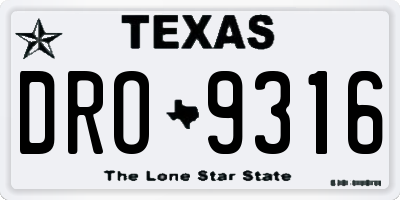 TX license plate DRO9316