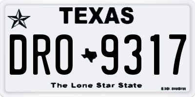 TX license plate DRO9317