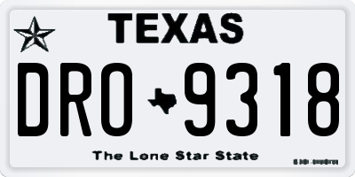 TX license plate DRO9318