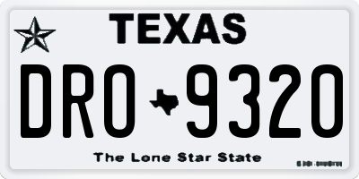 TX license plate DRO9320