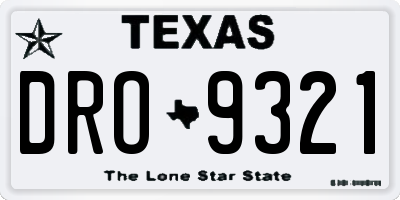 TX license plate DRO9321