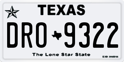 TX license plate DRO9322