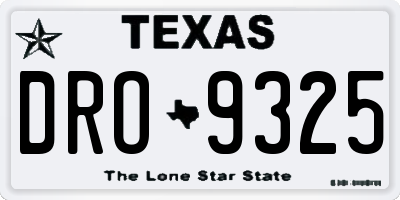 TX license plate DRO9325