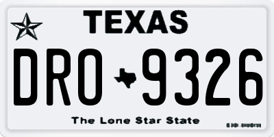 TX license plate DRO9326