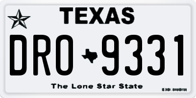TX license plate DRO9331