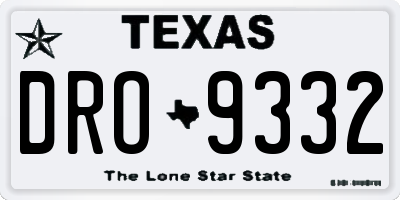 TX license plate DRO9332