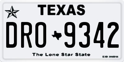 TX license plate DRO9342