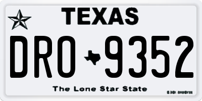 TX license plate DRO9352