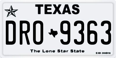 TX license plate DRO9363