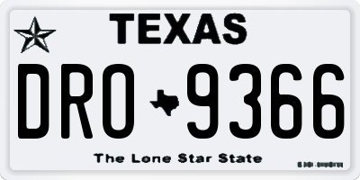 TX license plate DRO9366