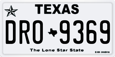 TX license plate DRO9369
