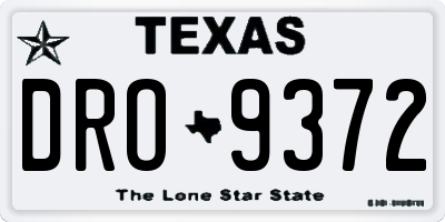 TX license plate DRO9372