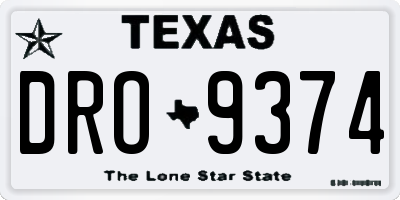 TX license plate DRO9374