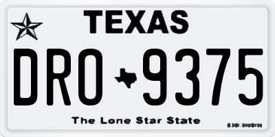 TX license plate DRO9375