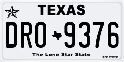 TX license plate DRO9376
