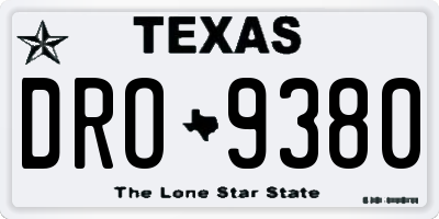 TX license plate DRO9380
