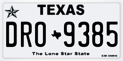 TX license plate DRO9385