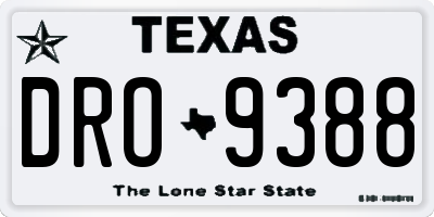 TX license plate DRO9388