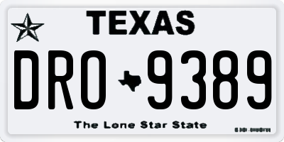 TX license plate DRO9389