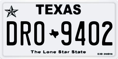 TX license plate DRO9402