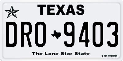 TX license plate DRO9403