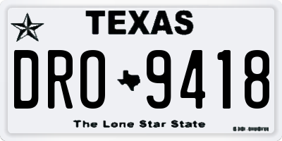 TX license plate DRO9418