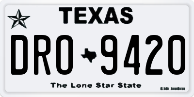 TX license plate DRO9420