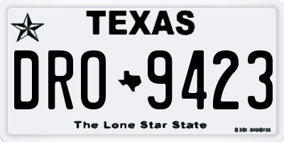 TX license plate DRO9423