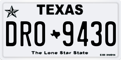 TX license plate DRO9430