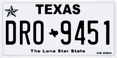 TX license plate DRO9451