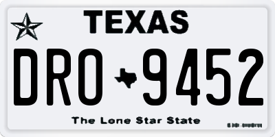 TX license plate DRO9452