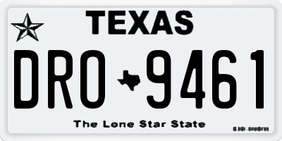 TX license plate DRO9461