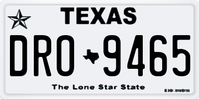 TX license plate DRO9465