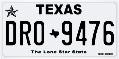 TX license plate DRO9476