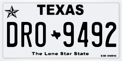 TX license plate DRO9492