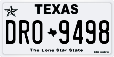 TX license plate DRO9498
