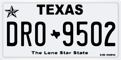 TX license plate DRO9502