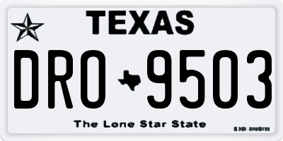 TX license plate DRO9503
