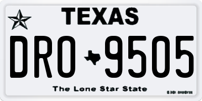 TX license plate DRO9505